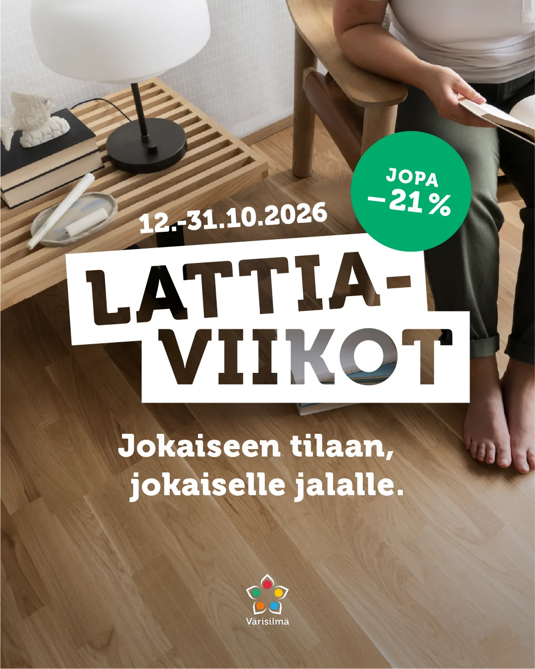 Värisilmän Lattiaviikot 12.–31.10.2026: lämmin sisustus ja puunsävyinen lattia